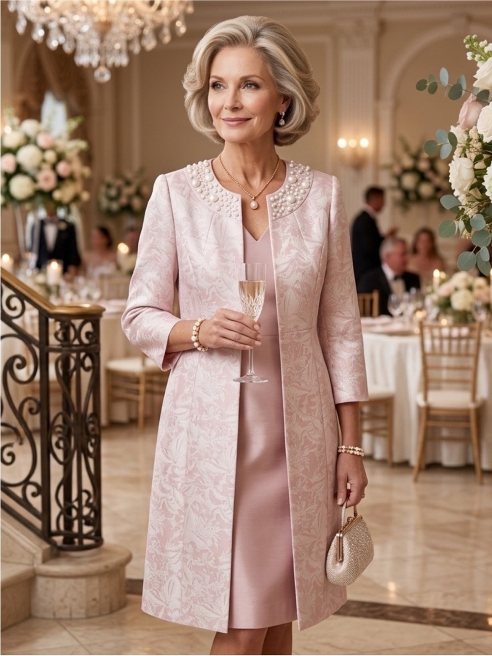 Kasper Women's Evening Coat Blazer Brocade Floral Pattern
Size 14 Beaded Neck - Picture 3 of 12